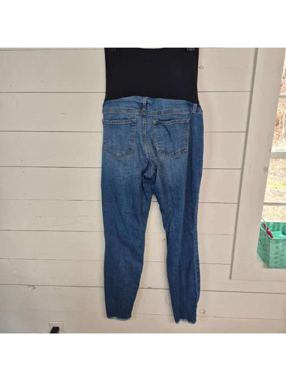 Sonoma Maternity Distressed Blue Denim Jeans With Black Belly Panel Size 12 - Picture 5 of 8